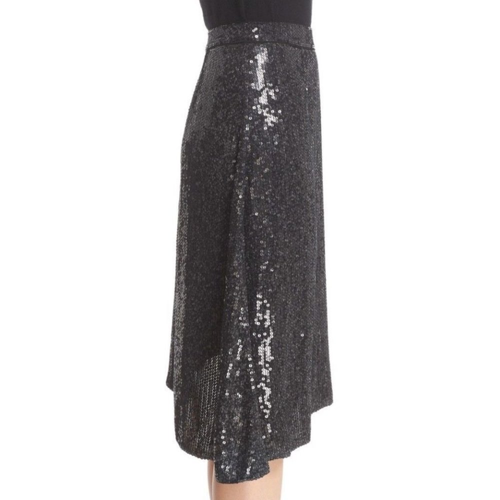 DVF New Sequin Silk Wrap Skirt Black 🎉HP🎉 - Picture 10 of 15